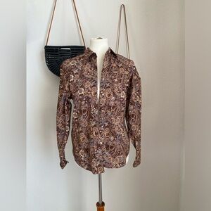DC Cowboy Equipment 4Her Paisley Button Down Western Shirt, Size Medium